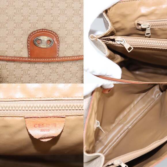 CELINE Macadam Canvas Hand Bag Beige Gold - Picture 11 of 13